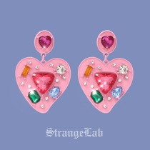 Treasure girl sweet to bubbling heart love sparkling jewel earrings earrings