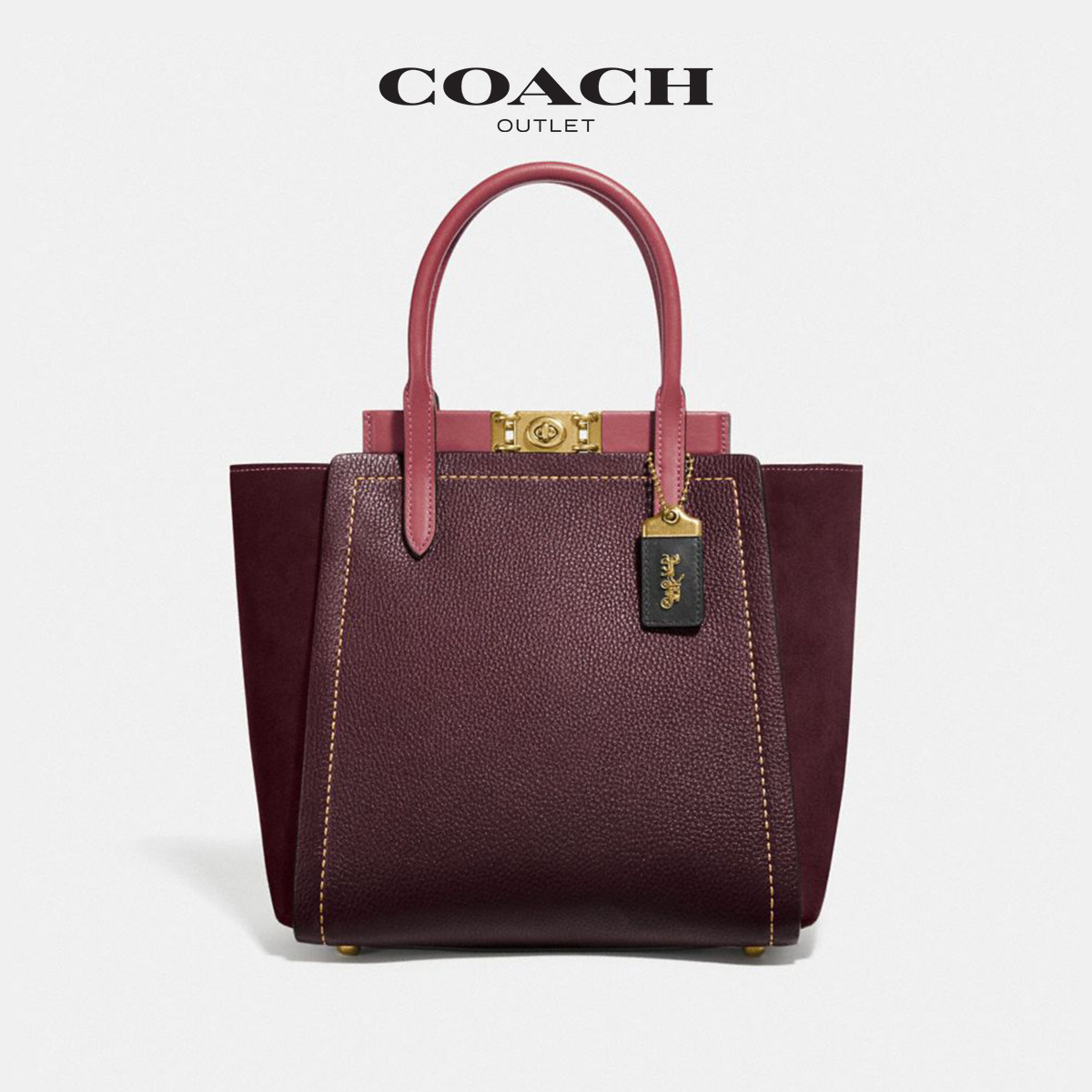 蔻驰奥莱女包拼色troupe托特包