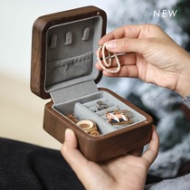 Black Qiao Jewelry Box Black Walnut Retro Hanging Necklace Earrings Ring Portable Travel Storage Box