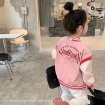 Girls baseball jacket autumn coat 2022 new trendy children's autumn sweatshirt spring autumn medium and large children's Western style clothes