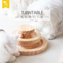 Wooden cat turntable Pet Kitty Cycle Track Teasing Cat Toys Teasing Cat Sticks Ball Spring Kitty Antismother