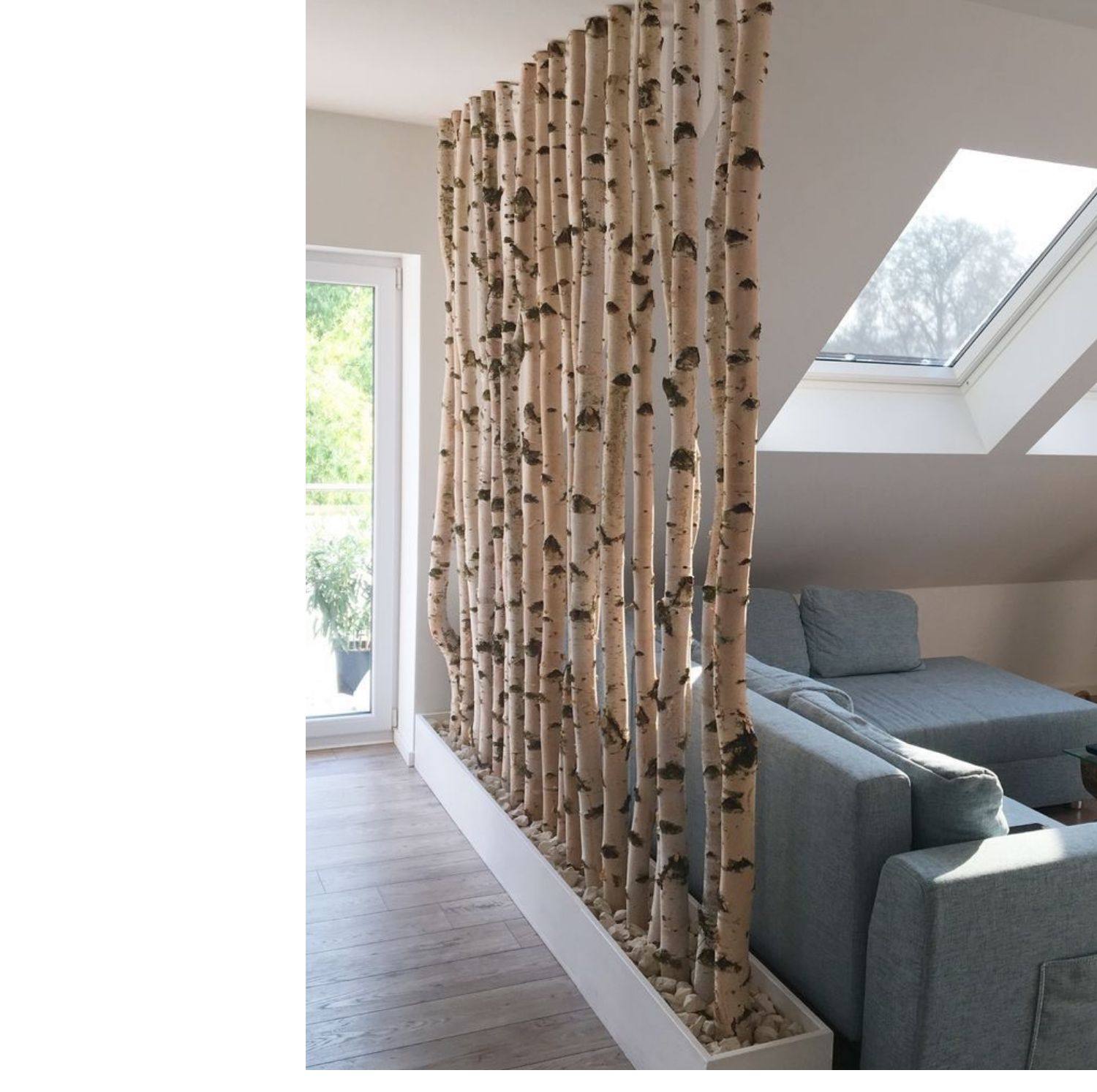 白桦树干隔断 装饰白桦木 白色枯树干橱窗隔断屏风家居玄关装饰