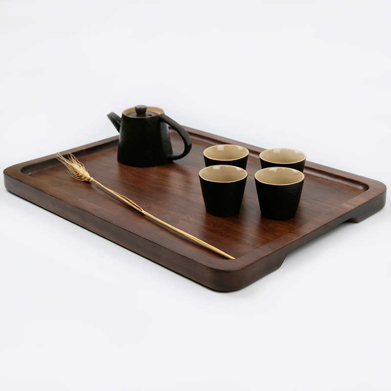 Black walnut real wood, with gripper tray tea tea cup dish wooden a rectangle cake dessert dish plate