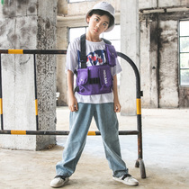 street dance suit children loose short sleeve denim pants boy hip-hop costume children hiphop show