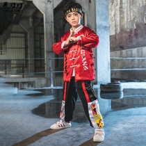 street dance hip-hop suit boys spring and autumn children's national trend Chinese style children's clothes handsome boys stage walk show costumes