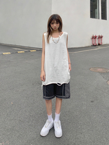 Legal alien solid color vest men and women wear summer outside with holes in the bottom t-shirt vest top sleeveless trendy ins