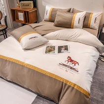 European-style light luxury bedding four-piece set of high-grade silk nude sleeping sheets quilt cover simple Princess wind Tencel bed Ice Silk