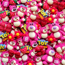 Diy Cream Rubber Handmade MaterialPackagesHairon Hairclip Cartoon Strawberry Bear Series Accessories Resin Accessories