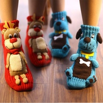 Cartoon Wool Wire Floor Socks Anti Slip Winter Warm Womens Home Cute Thickening Middle Cylinder Rough Line Grown-up Christmas Socks