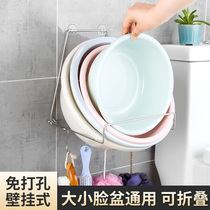 Toilet basin Sub-containing frame Wall-mounted Wall-mounted Free punching Home toilet Bathroom Stainless Steel Multifunction Hook
