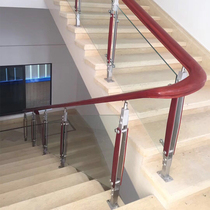 304 stainless steel column diamond-shaped wooden wood glass staircase handrail indoor and outdoor balcony corridor handguard fence column
