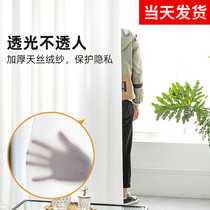 Curtain Light Transmission Impervious Veil Nordic Minimalist White Semi-Shading Balcony White Yarn Pituality Thicken Velvet Drapery