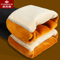 俞兆林男士东北加绒加厚高腰一体防风护膝青年大码紧身保暖棉毛裤