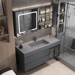 Modern simple rock integrated bathroom cabinet combination bathroom solid wood wash basin wash basin set