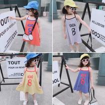 Childrens clothing girls Summer 2019 new set childrens skirt suspenders dress Princess skirt stripe vest skirt