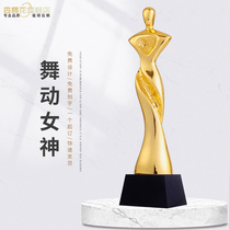 Dancing goddess gilded resin trophy medals custom dance competition championship prize trophy customization