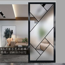 Modern introductory art glass ceiling double-sided partition screen porch living room background frosted transparent light luxury lattice