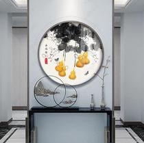 Art Deco glass round screen partition porch living room background wall Study Office tea room landscape mural