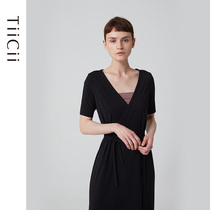 TiiCii overlapping two-sided Modell dress lady Spring and autumn commute to lean waistcoat tea hysteria