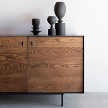 Nordic modern simple creative solid wood TV cabinet New light luxury wrought iron entrance cabinet Living room small household