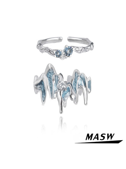 Masw maxiu 오리지널 디자인 925 스털링 실버 빙하 링 틈새 남성과 여자 패션 오픈 링 커플 링 Masw maxiu 오리지널 디자인 925 스털링 실버 빙하 링 틈새 남성과 여자 패션 오픈 링 커플 링