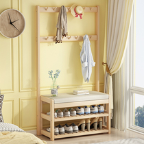 Solid wood cloakhat rack Easy shoe rack clothes hanger integrated floor placing room Home doorway for shoes hangers hanging clothes hangers