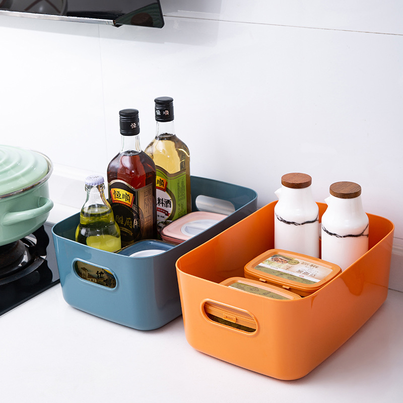 桌面收納盒化妝品零食雜物收納筐廚房整理盒子家用抽屜塑料儲物盒