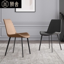 Italian dining chair household modern simple Nordic restaurant ins net red light luxury leather dining chair wrought iron backrest chair