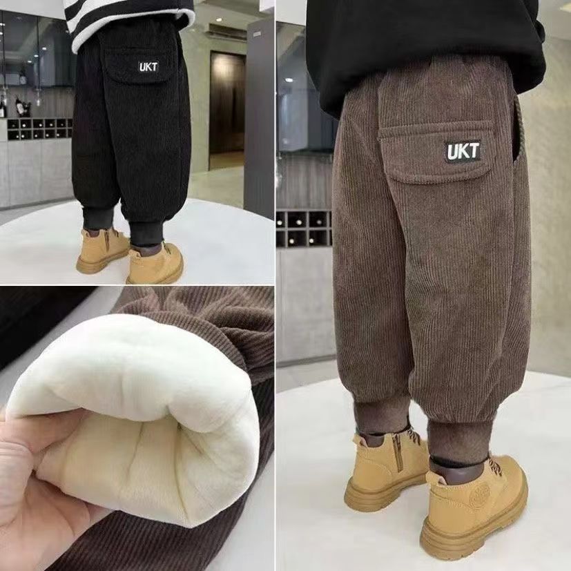 BOY LIGHT CORE SUEDE PANTS WINTER WARM CLIP COTTON CHILDREN ADD SUEDE THICKENED CASUAL PANTS BABY FOREIGN AIR OUTWEAR COTTON PANTS-TAOBAO