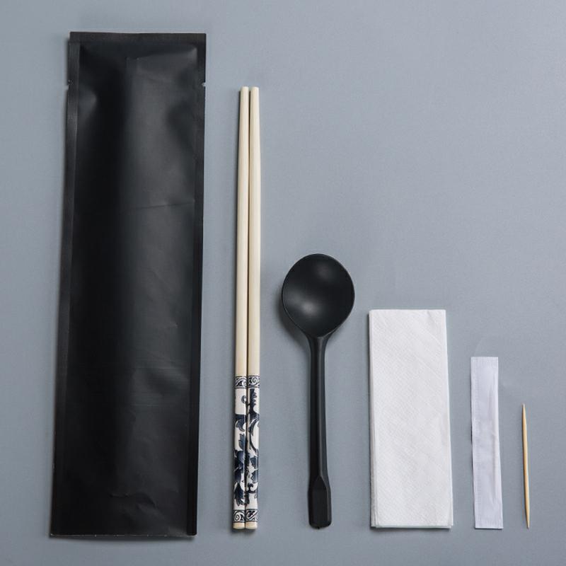Three or four times take - away the disposable chopsticks tableware black spoon tissue health chopsticks toothpicks sets four one custom