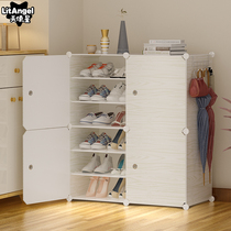 Simple and economical multi-layer three-use imitation solid wood small shoe rack home storage shoe cabinet dormitory assembly space