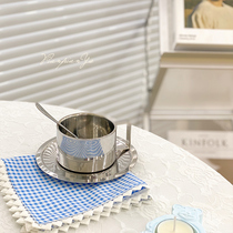 Coffee cup ins wind advanced sense Yan value Small exquisite dish set Simple office woman mug with spoon