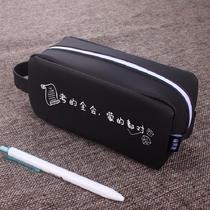 Large capacity Xueba stationery bag Korean simple high school boys and girls Black Pen bag cute hipster pencil case