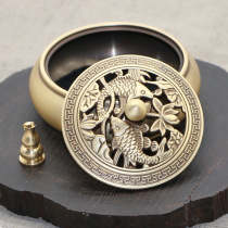 Pure copper plate incense burner Household indoor soothing aromatherapy furnace Antique agarwood incense furnace Large sandalwood furnace for Buddha ornaments