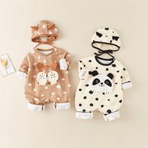 Baby Clothes Baby One-piece Clothing Spring Autumn Suit Cartoon Out Khaclothes Pure Cotton Newborn Spring Clothing Net Red Climbing Clothes