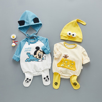 Baby one-piece autumn cute super cute cotton suit Net red baby Ha clothes Newborn foreign bag fart clothes
