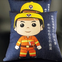 Fireman creative pillow nap pillow sofa bedside pillow souvenir office chair backrest car waist pillow