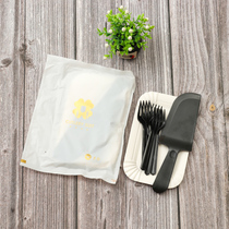 Birthday cake cutlery fork spoon set combination disposable cake knife and fork plate Baking plastic set knife and fork plate