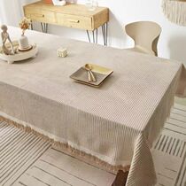 Japanese-style wabi-sabi style milk tea color tablecloth ins style thickened cotton and linen fabric high-end light luxury dining table square tablecloth