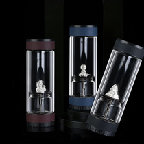 Sterling silver bile tea water separation cup High-grade double-layer glass tea cup Personal use mens portable insulation water cup