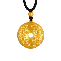 Ancient gold pure gold 9999 gold pendant Safety buckle pendant