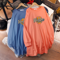 Foreign air Large code Pregnant Woman Autumn Clothing woman with long sleeves Dress Loose Korean version of late gestation Long sleeve blouse Chauma