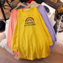 Large code pregnant woman autumn clothing and clothing fall in the middle of autumn and winter relaxed Korean version of the late stage foreign air blouses fashion Chauma