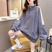 Pregnant Woman Dress Autumn Winter Fashion Spring Autumn Easy Korean version Weater jacket Women plus suede thickened large code Fat MM jacket