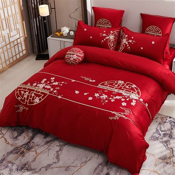 New Chinese wedding bedding multi-set 60-piece cotton embroidery four-piece set wedding red bedding six pieces
New Chinese wedding bedding multi-set 60-piece cotton embroidery four-piece set wedding red bedding six pieces