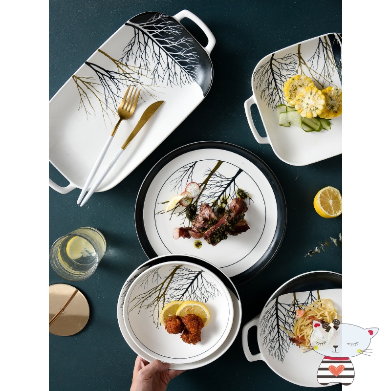 Degree of rocky wei forest dishes suit household tableware Nordic dishes under the high - grade ceramic glaze color combination to use chopsticks