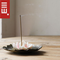 Handmade Lotus lotus tea pet ornaments personality Zen tea play ceramic line incense Cub Cute tea treasure boutique trumpet