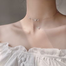 Korean butterfly necklace female niche design sense sterling silver clavicle chain non-fading light luxury wild pendant 2021 new