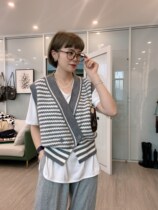 Miss Ying Womens Factory Personality Design Striped Knitted Vest Cardigan