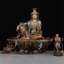 Van Zefford Pure Bronze Water Moon of Bodhisattva home pinched the silk enamel and the silk-set of the Buddha statue of the copper Buddha